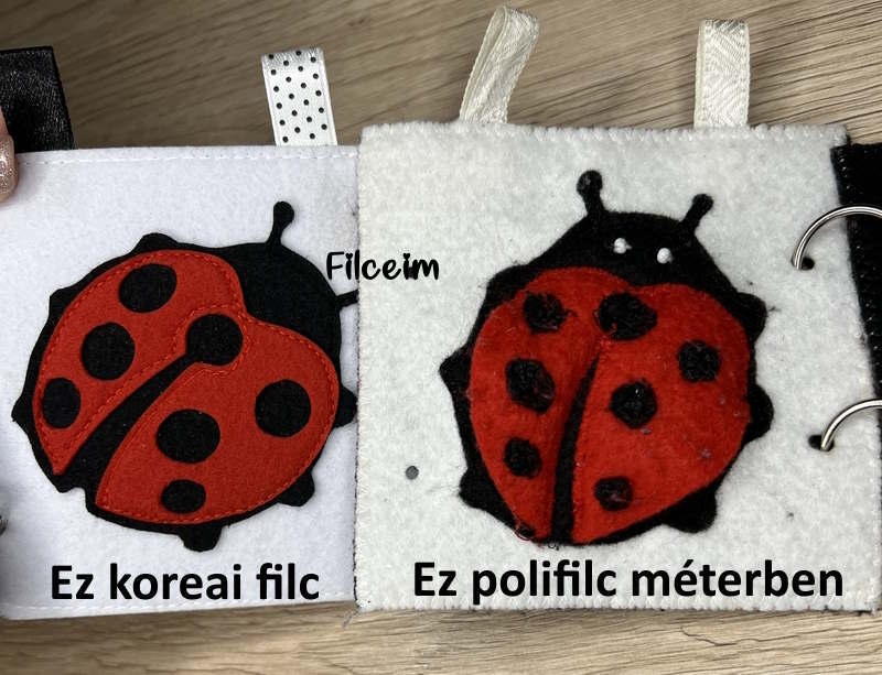csendes könyv készítése - filc összehasonlítása katicabogár koreai filcből és méterben kapható polifilcből